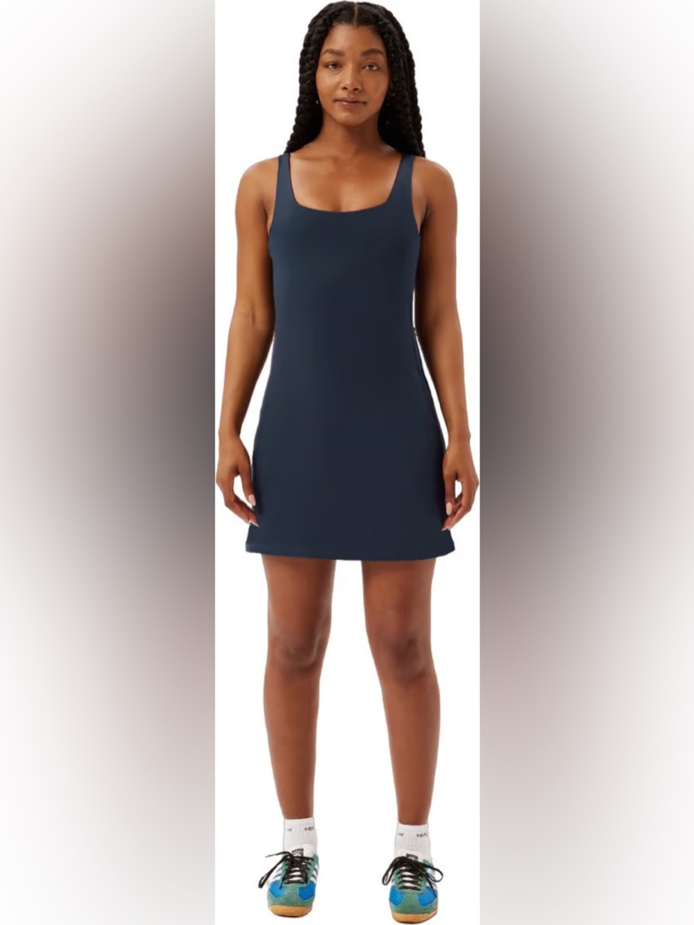Girlfriend Collective Navy Active Dress | Built-In Shorts | Sustainable | M